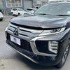Black mitsubishi outlander suv with glossy finish and chrome grille featured with bonnet guard protector stone guard for pajero 2019-2023 oem
