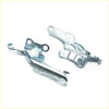 Silver metal bonnet hinge assembly for toyota hilux 2005-2015 with polished finish and multiple mounting holes