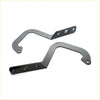 Black metal bonnet hinge for mazda b series with sleek curved design and multiple mounting holes for 78-99 models
