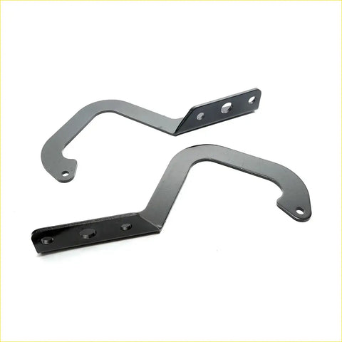 Black metal bonnet hinge for mazda b series with sleek curved design and multiple mounting holes for 78-99 models