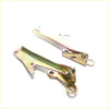 Two golden-yellow metallic bonnet hinge brackets with multiple mounting holes for mitsubishi triton l200 1996-2006