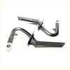 Black metal bonnet hinge brackets with matte finish and pre-drilled holes for nissan navara d21 king cab 85-97