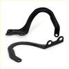 Black metal bonnet hinge brackets with glossy finish and mounting holes for toyota hilux 1988-1997