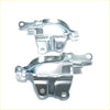 Silver metal bonnet hinge brackets with polished finish and precise cutouts for toyota hilux revo 4wd 2015-2023