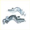Silver metal bonnet hinge brackets with curved angular design and mounting holes for toyota hilux revo 4wd 2015-2023