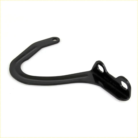 Black metal bonnet hinge left with curved handle and multiple mounting holes for toyota hilux 1988-1997