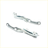 Silver metal bonnet hinge brackets with sleek industrial design and circular mounting holes for toyota hilux 1997-2005