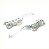 Silver metal bonnet hinge set with brass bushings for Toyota Hilux 1997-2005 shown from the back side