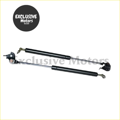 Black bonnet hood gas strut shock lift supports with metallic ends and mounting hardware for Toyota Land Cruiser LC80