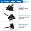 Black metal bonnet latch assembly for Toyota EZ 2011-2016 with spring-loaded lever and sturdy housing visible from back side