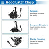 Black metal bonnet latch assembly for toyota prado 2009-2017 with compact sturdy design and integrated wiring