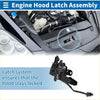 Black plastic bonnet latch assembly with spring and electrical connector for toyota venza 2009-2016 shown from back side