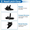 Black metal bonnet latch assembly for toyota venza 2009-2016 with compact sturdy design shown from back side