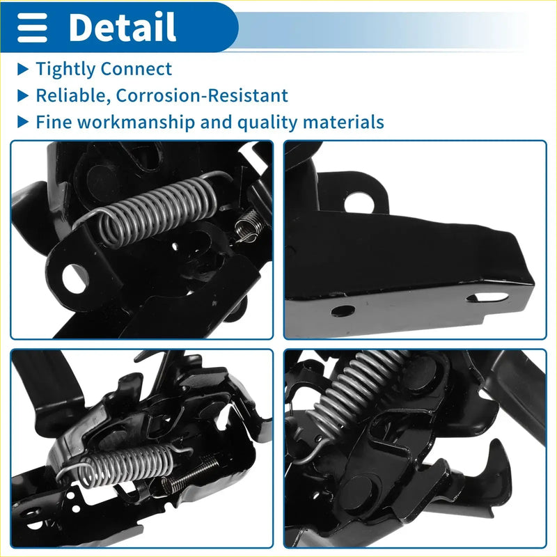 Black metal bonnet latch assembly with spring mechanism for toyota venza 2009-2016 shown from the back side