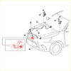 Exploded view of red headlight assembly with detailed labels for bonnet latch on toyota hilux revo 2015-2020