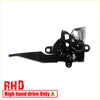 Back view of black bonnet latch with spring and metallic lever for toyota hilux revo kun112 to kun126 2015-2020 right-hand drive