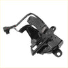Black plastic and metal bonnet latch lock assembly with wiring harness for toyota tundra 2014-2021 back side view