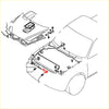 Red plastic bonnet latch striker for mitsubishi pajero montero sport 1996-2008 shown from back side
