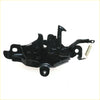 Black painted metal bonnet latch striker with coiled spring for Toyota Hilux 1988-1997 shown from back side