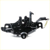 Black metal bonnet latch striker lock with spring and multiple mounts for toyota hilux surf 1988-2002 backside view