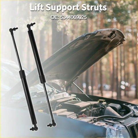 Black metal bonnet lift supports with threaded ends and piston gas springs for toyota land cruiser