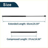 Black metal gas spring bonnet lift supports for toyota avalon 2005-2012 with extended and compressed length shown