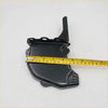 Black metal bonnet lock hinges with glossy finish and molded contours for Toyota Hilux 1984-1988 side cover back view