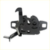 Black metal bonnet lock latch with spring-loaded lever and brackets for Nissan Datsun Navara D21 89-97 back side