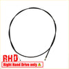 Black bonnet release cable with metallic ends for right-hand drive mitsubishi triton l200 2005-2014 shown from the back