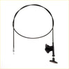 Black car bonnet release cable for Nissan Datsun Navara D21 with metallic end and black plastic housing shown from back side