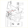 Red ignition switch cable for bonnet release cable in toyota hilux 2005-2015 engine compartment close up