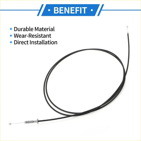 Black rubber-coated bonnet release cable for toyota land cruiser 2014 with metallic ends and small silver ball tip