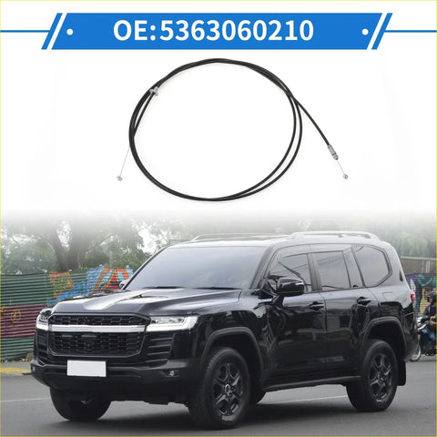 Black bonnet release cable with metallic connectors oem part for toyota land cruiser model 5363060210