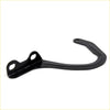 Black metal bonnet hinge handle with curved design and two mounting holes for toyota hilux 1988-1997