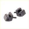 Black rubber engine mount bushings with blocky design and central cylinder for Nissan Datsun 720 bonnet rubber bumper