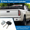 Silver rear trunk lock cylinder with black keys for toyota tundra 2014-2021 vehicle door locking function