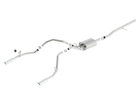 Borla Exhaust Borla 14 Silv/Sierra 1500 C/B S-Type Exh/2.75in Into Dual 2.25in Out 4in Tip Split Rear Exit