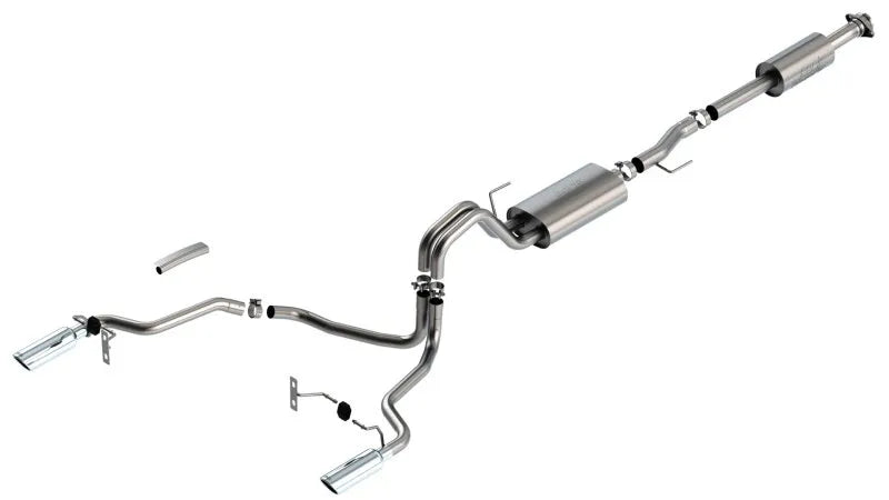 Borla Exhaust Borla F-150 2021 5.0L 4dr CC SB EC STB Lariat/KR/Platinum/LTD 3/2.25 SRE Cat-Back Touring CHR Tips