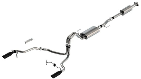 Borla Exhaust Borla F-150 2021 5.0L 4dr CC SB EC STB Lariat/KR/Pltm/LTD 3/2.25 SRE Cat-Back Touring Black CHR Tips