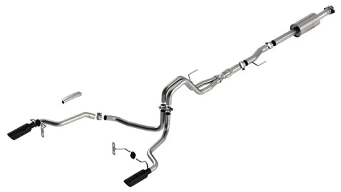 Borla Exhaust Borla F-150 2021 5.0L 4dr CC SB EC STB Lariat/KR/Platinm/LTD 3/2.25 SRE Cat-Back ATAK Black CHR Tips