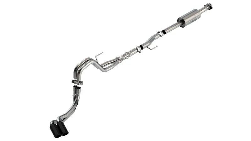 Borla Exhaust Borla F-150 2021 5.0L 4dr CC SB EC STB Lariat/KR/Platnm/LTD 3/2.25 DSE Cat-Back ATAK Black CHR Tips