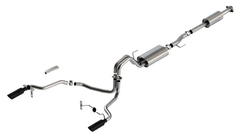 Borla Exhaust Borla F-150 2021 3.3L CC SB EC STB XL/XLT/Lariat/KR/Plnm/LTD 3/2.25 SRE Cat-Back S-Type BLK CHR Tips