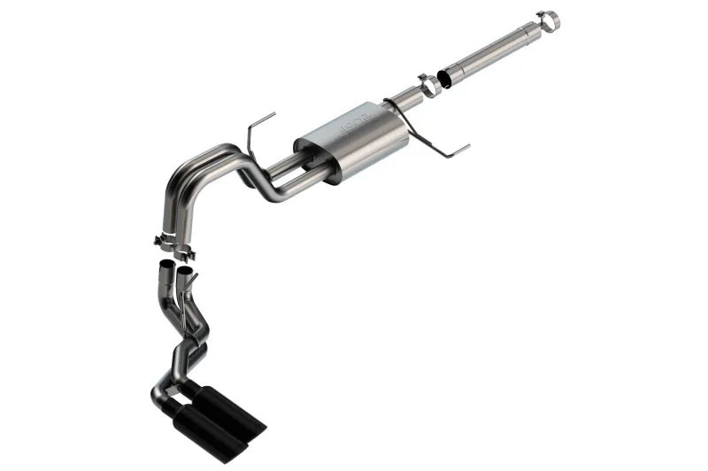 Borla Exhaust Borla 21-22 Ford F-150 Powerboost 3.5L V6 2WD & 4WD 4DR 3in, 2.25in S-TYPE Black Chrome Tips