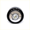 Black rubber-coated boss kit steering wheel hub for Nissan Datsun 240Z with metallic center plate and mounting bolts visible