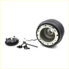 Black rubber boss kit steering wheel hub adapter with metallic inner ring and mounting hardware for nissan caravan homy urvan e24