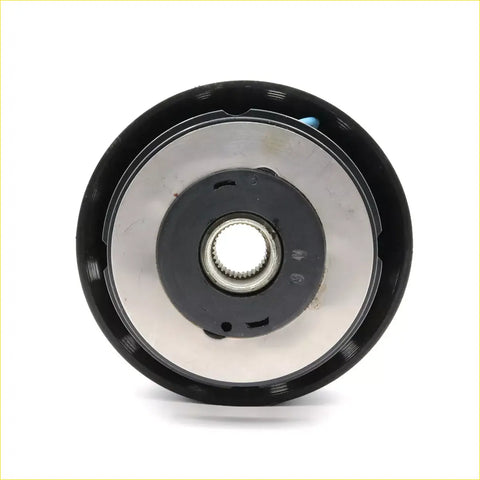 Black and silver boss kit steering wheel hub adapter with central threaded shaft for nissan pulsar n14 hatchback