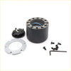 Black cylindrical motor housing with metallic inner ring and blue wire inside for boss kit steering wheel hub adapter toyota hilux