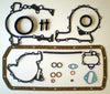 Black rubber bottom end sump gasket set with assorted seals and o-rings including large rectangular cork backed for Range Rover Discovery SD1 and MGB V8 Pan