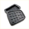 Black rubber brake clutch pedal pad with textured surface and raised bumps for Mazda Familia Coupe 1963-1968