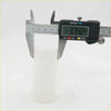A translucent white brake fluid bottle for datsun nissan 620 1972-1979 being measured by a digital caliper